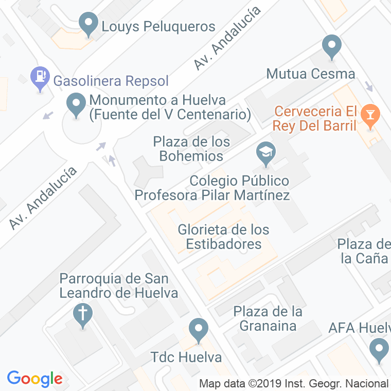 Código Postal calle Rederos, glorieta en Huelva