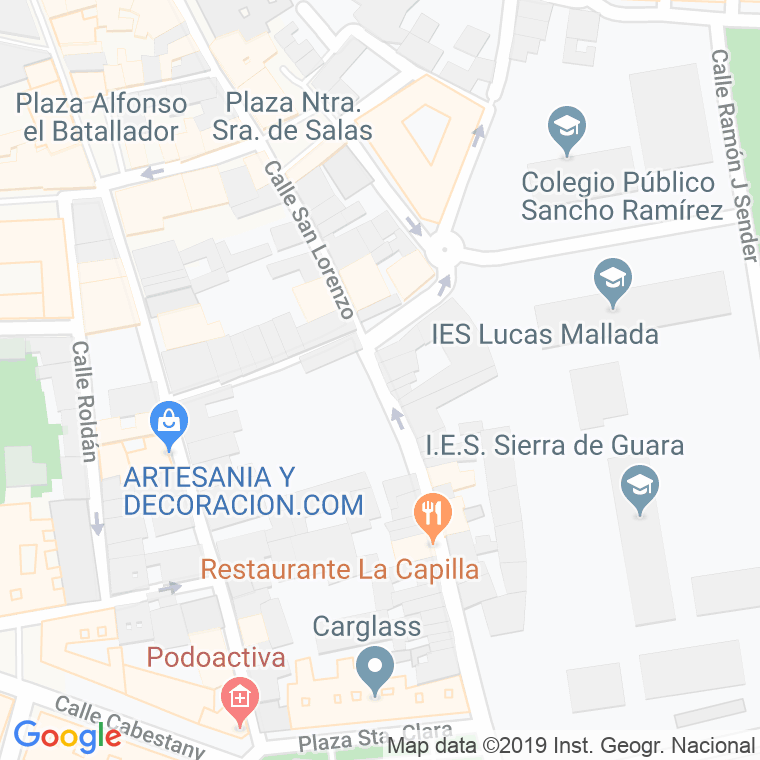 Código Postal calle San Lorenzo   (Impares Del 1 Al Final)  (Pares Del 2 Al Final) en Huesca