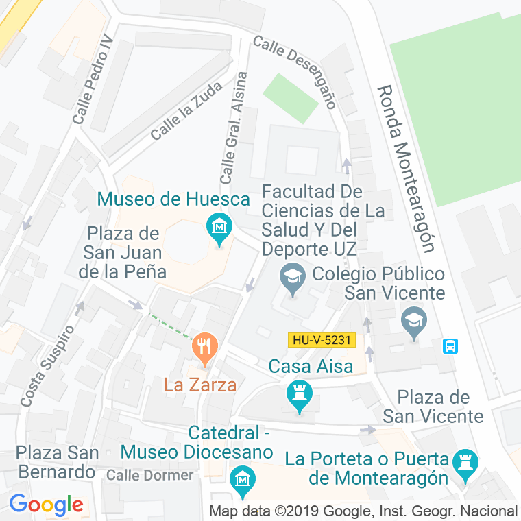 Código Postal calle Universidad, plaza en Huesca