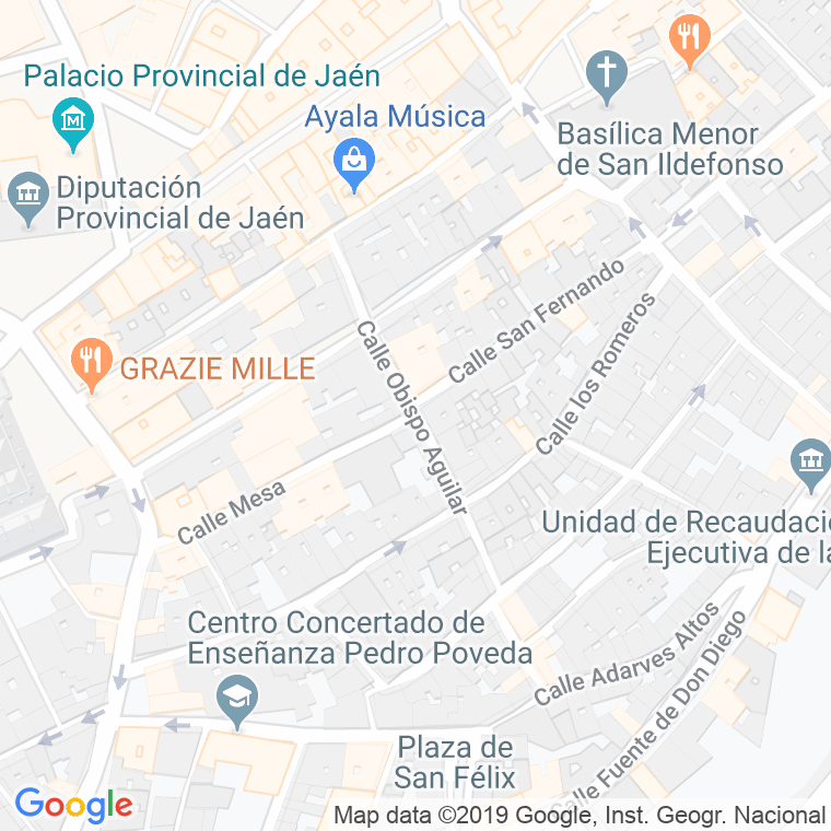 Código Postal calle Obispo Aguilar en Jaén