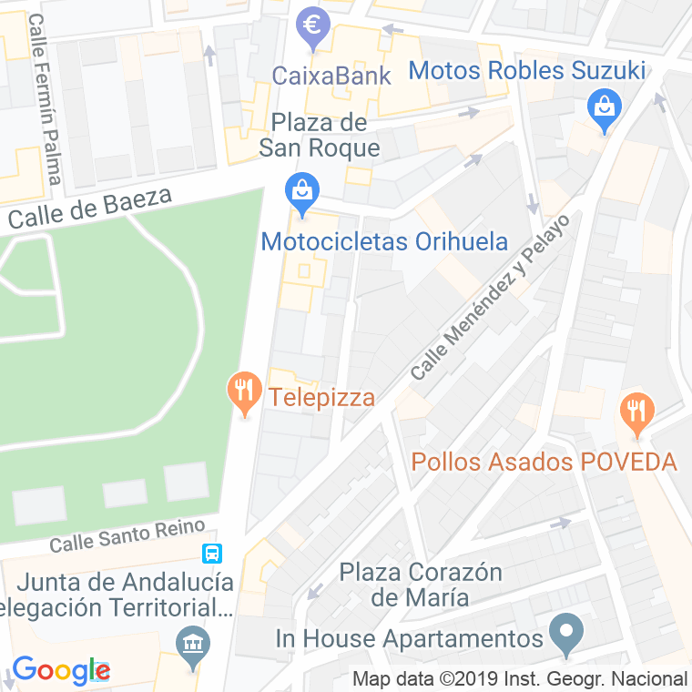 Código Postal calle Menendez Y Pelayo, travesia en Jaén