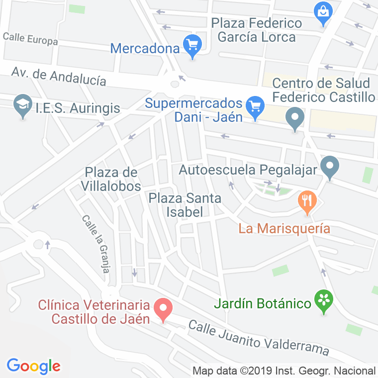Código Postal calle Virgen Del Pilar en Jaén