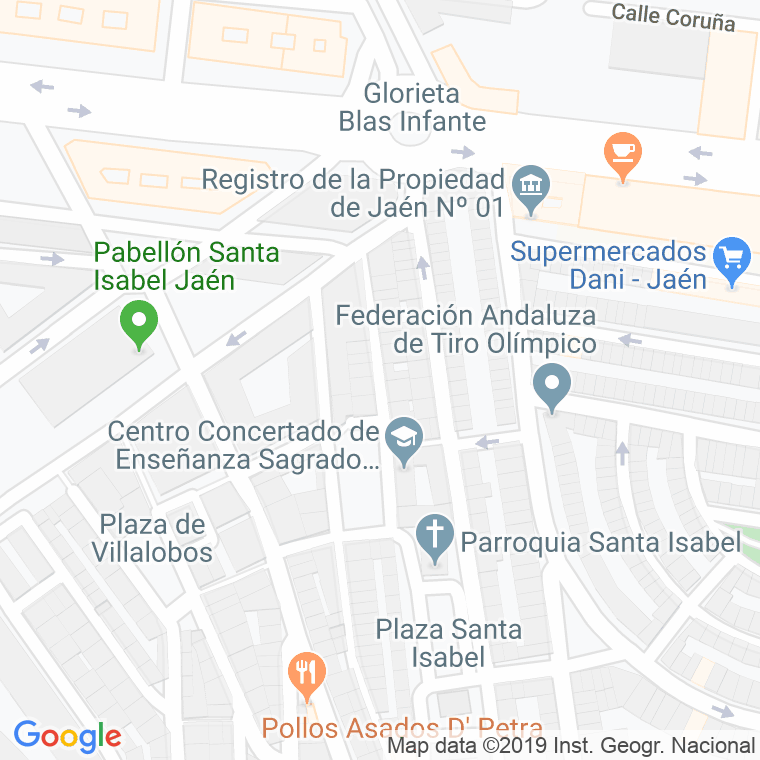 Código Postal calle Virgen Inmaculada en Jaén