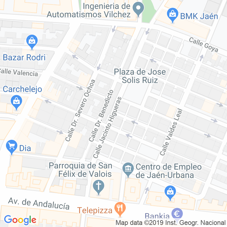 Código Postal calle Jacinto Higueras en Jaén