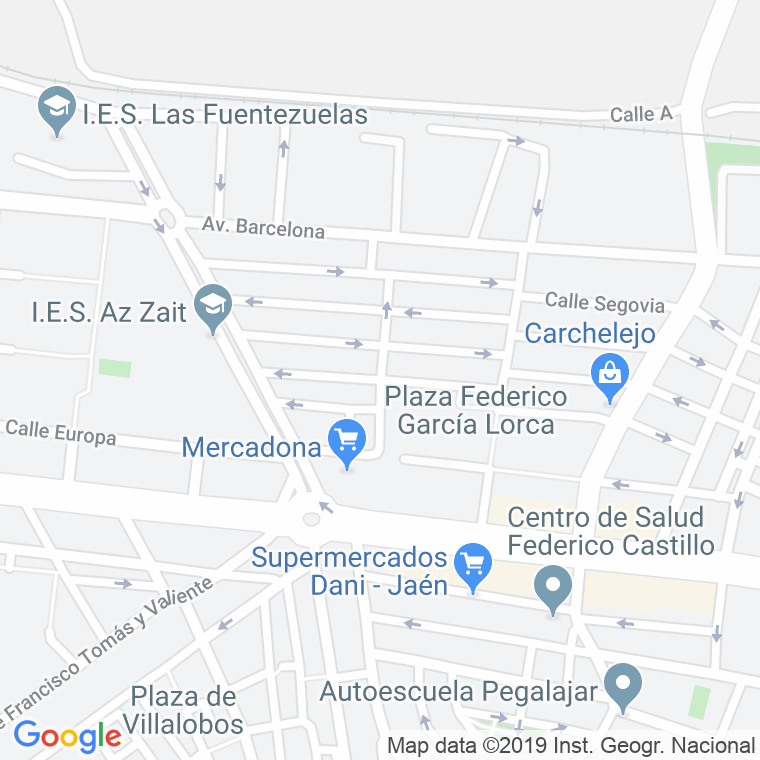 Código Postal calle Pizarro en Jaén