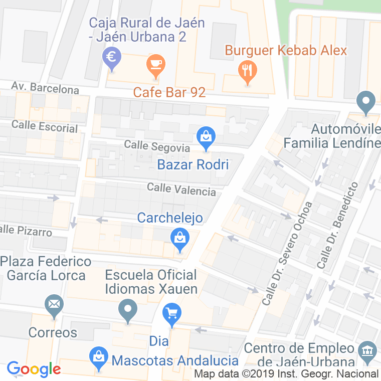 Código Postal calle Valencia en Jaén