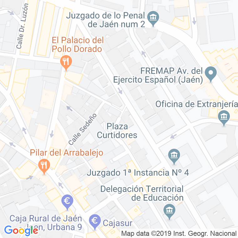 Código Postal calle Curtidores, De, travesia en Jaén