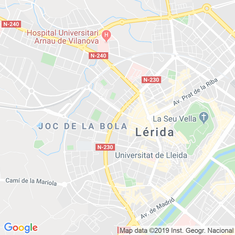 Código Postal calle Ronda, De, gran Passeig (Impares Del 19 Al 43)  (Pares Del 18 Al 42) en Lleida