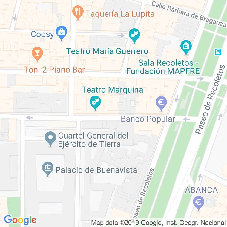 Código Postal calle Prim en Madrid