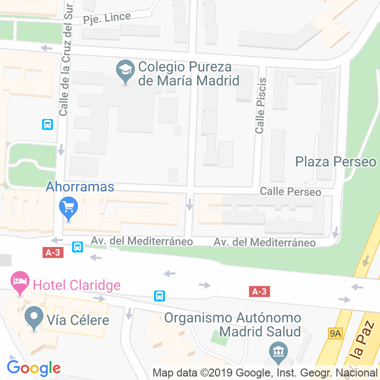 Código Postal calle Parque De Perseo, plaza en Madrid