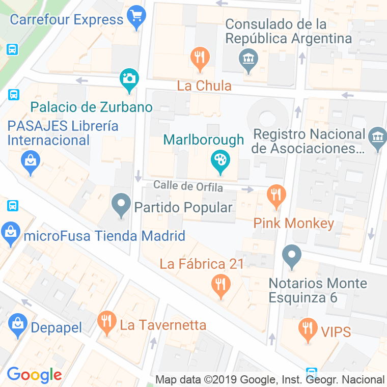 Código Postal calle Orfila en Madrid