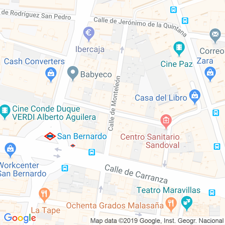Código Postal calle Sandoval en Madrid