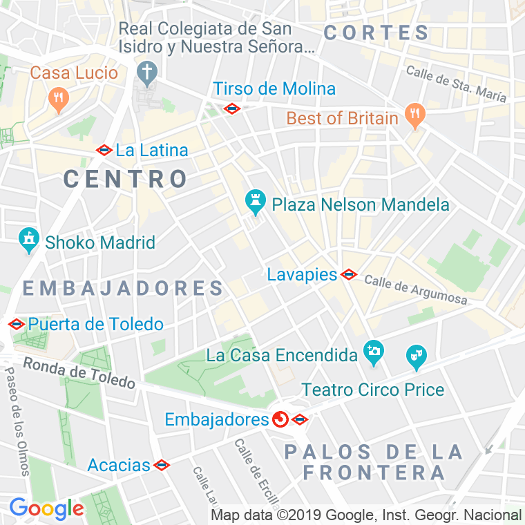 Código Postal calle Meson De Paredes en Madrid