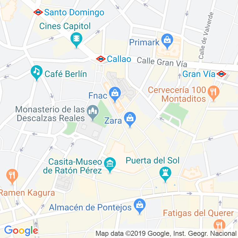 Código Postal calle Preciados en Madrid