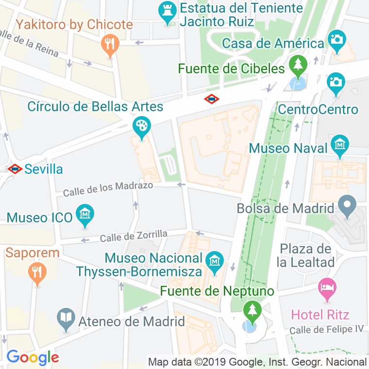 Código Postal calle Marques De Cubas en Madrid