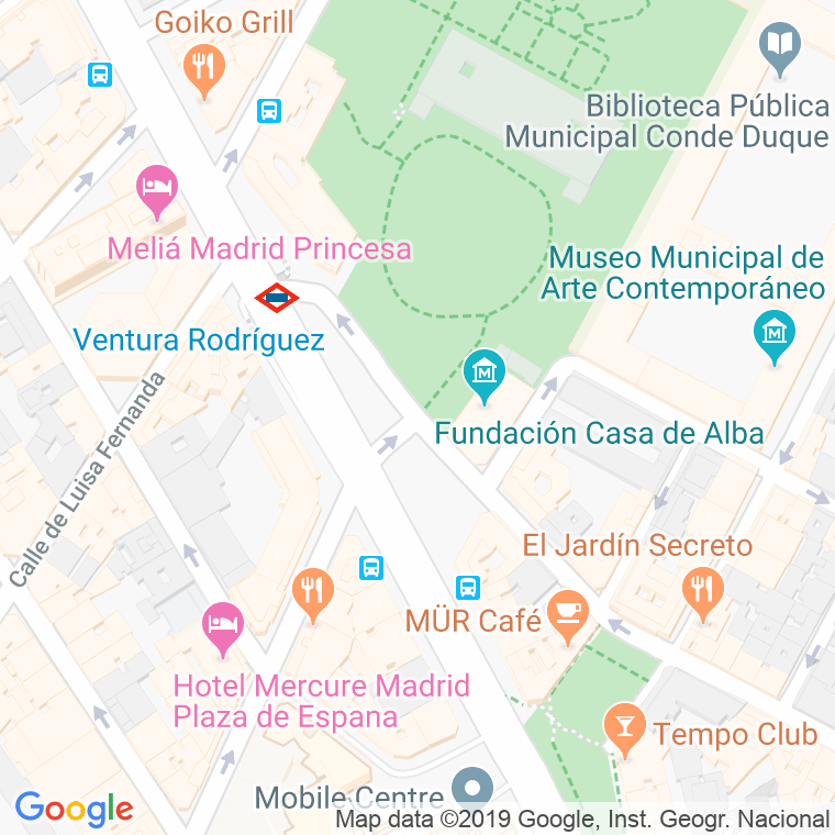 Código Postal calle Duque De Liria en Madrid