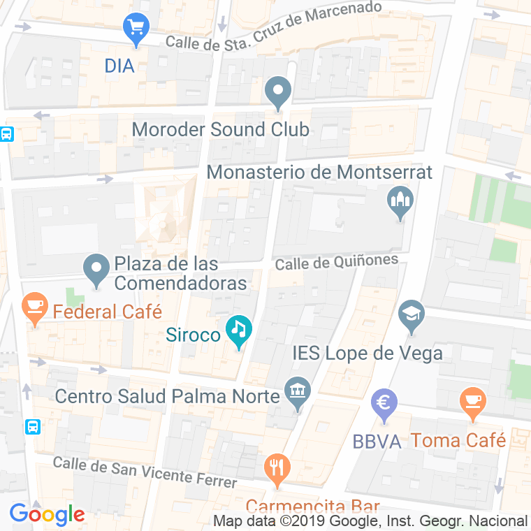 Código Postal calle Quiñones en Madrid