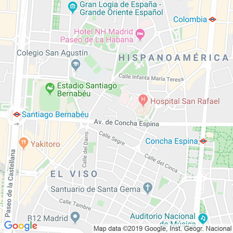 Código Postal calle Concha Espina, avenida (Impares Del 5 Al Final)  (Pares Del 18 Al Final) en Madrid