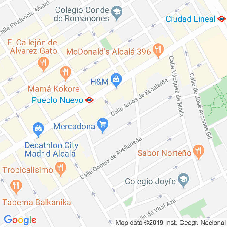 Código Postal calle Amos De Escalante en Madrid
