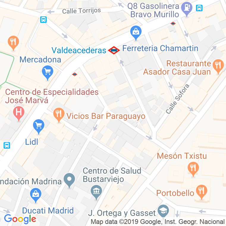 Código Postal calle Oñate en Madrid