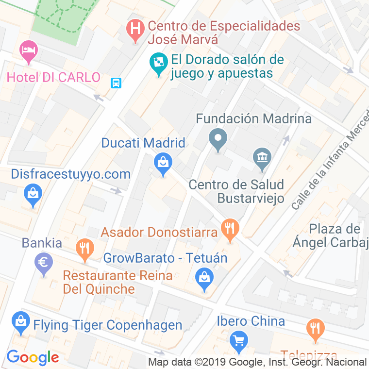Código Postal calle Pedro Villar en Madrid