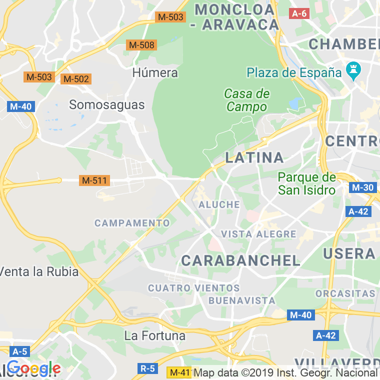 Código Postal calle Extremadura, paseo (Impares Del 353 Al Final)  (Pares Del 302 Al Final) en Madrid