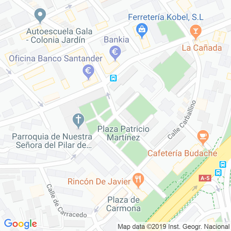 Código Postal calle Patricio Martinez, plaza en Madrid