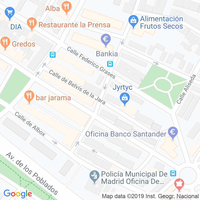 Código Postal calle Belvis De La Jara en Madrid