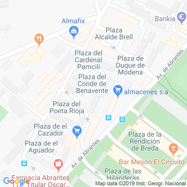 Código Postal calle Conde De Benavente, plaza en Madrid