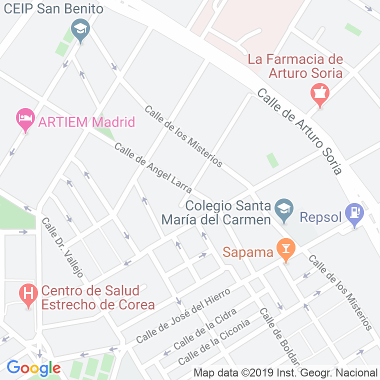 Código Postal calle Angel Larra en Madrid