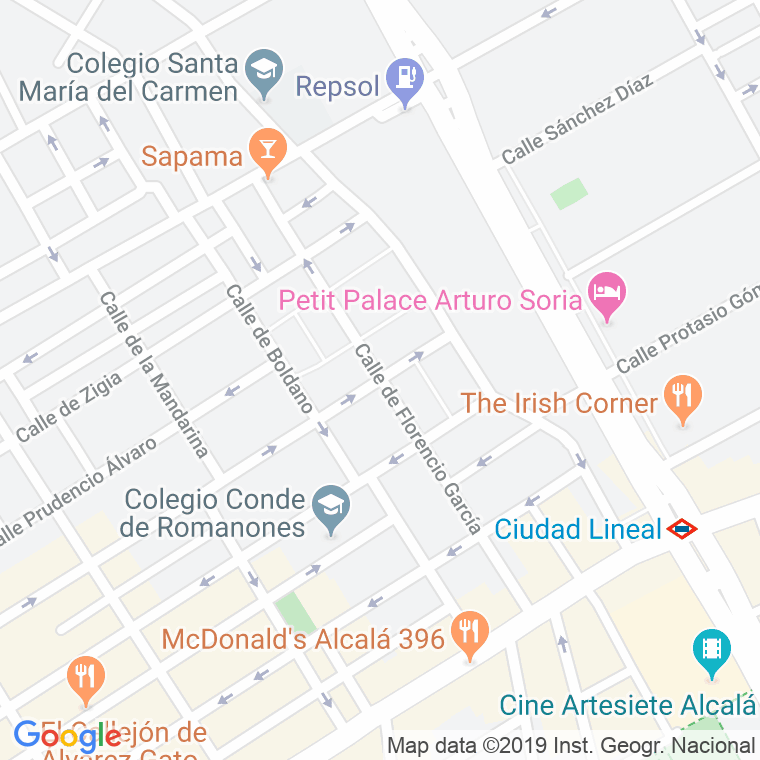 Código Postal calle Florencio Garcia en Madrid