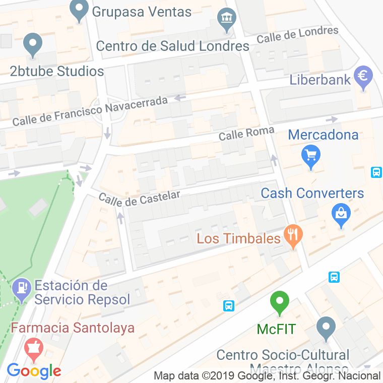 Código Postal calle Castelar en Madrid