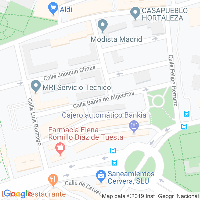Código Postal calle Bahia De Algeciras en Madrid