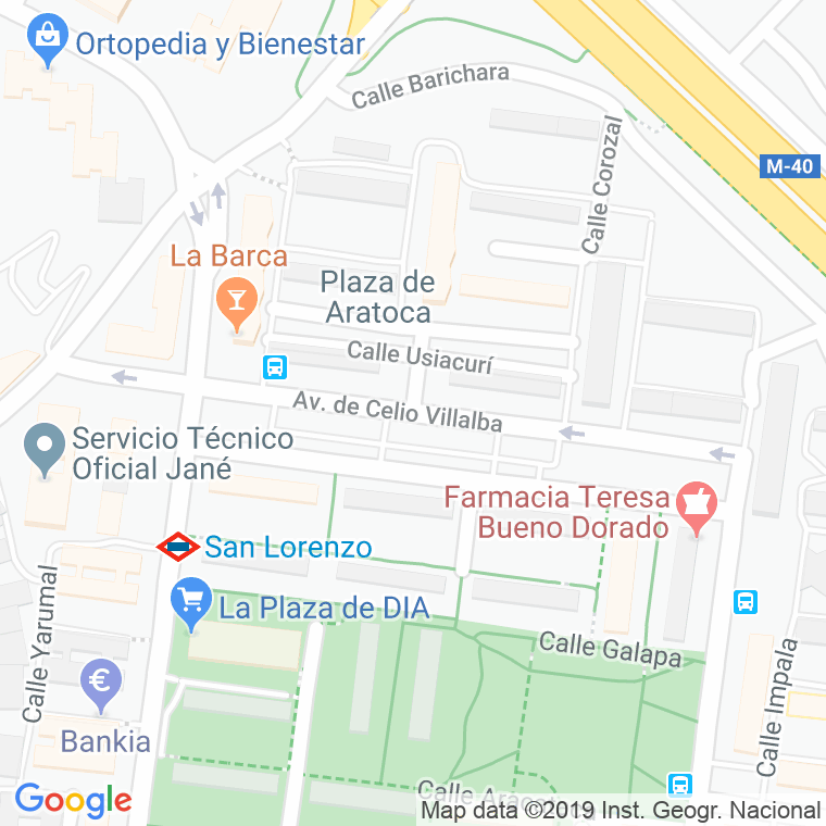 Código Postal calle Celio Villalba, avenida en Madrid