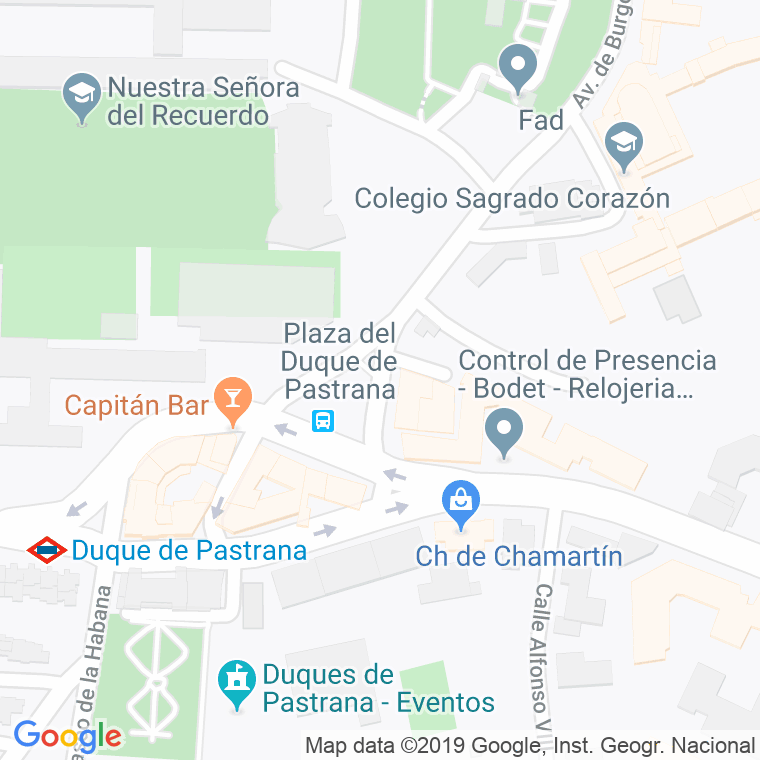 Código Postal calle Duque De Pastrana, plaza en Madrid