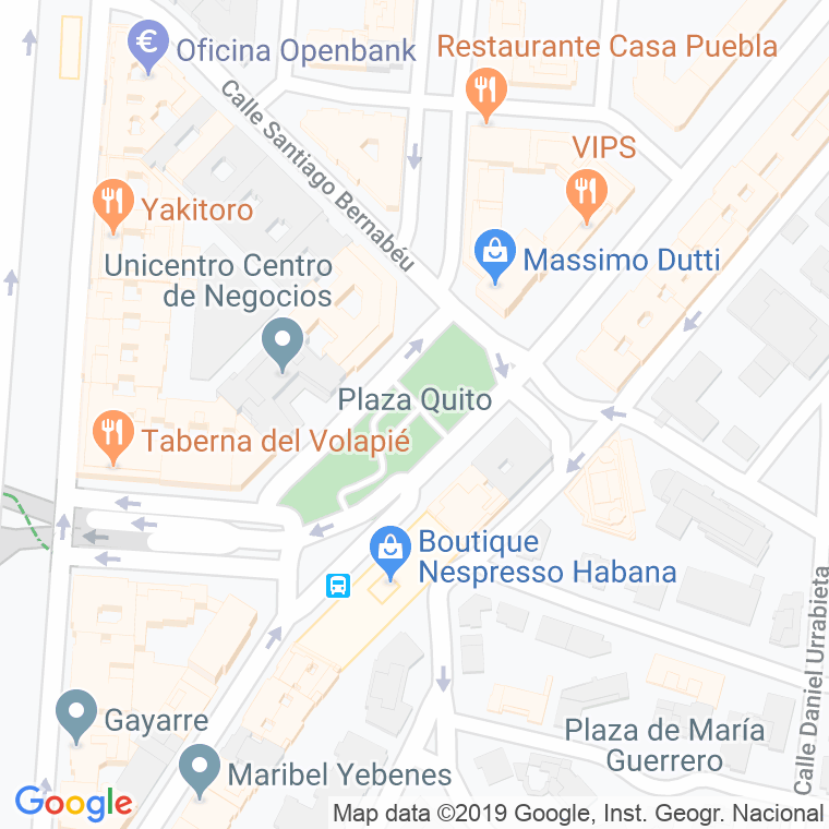 Código Postal calle Quito, plaza en Madrid