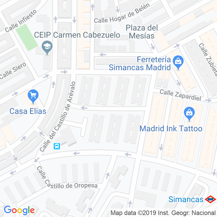 Código Postal calle Castillo De Peñafiel en Madrid