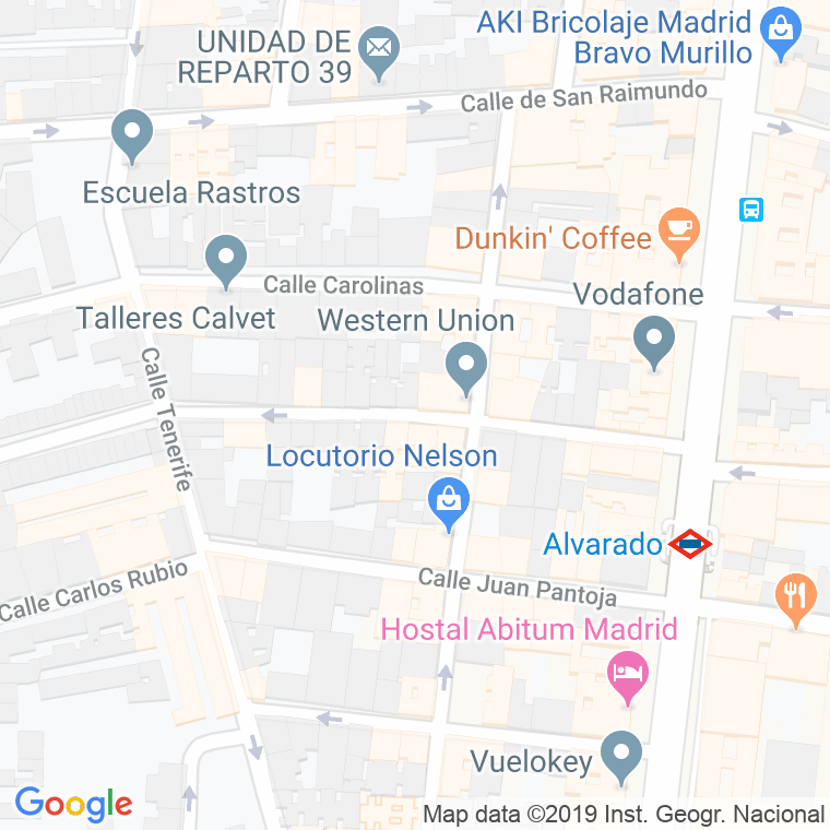 Código Postal calle Alvarado en Madrid
