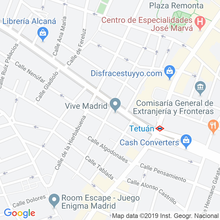 Código Postal calle Cactus en Madrid