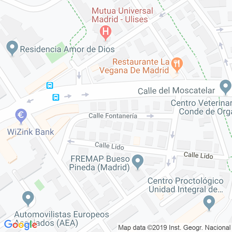 Código Postal calle Fontaneria en Madrid