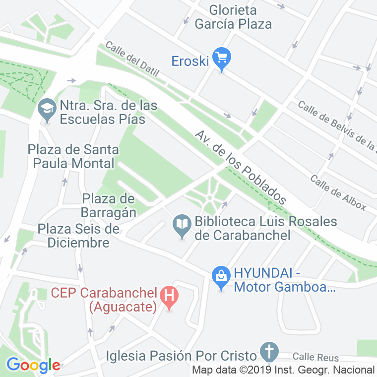 Código Postal calle Carabanchel Bajo en Madrid