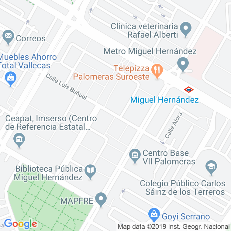 Código Postal calle Luis Buñuel, plaza (Impares Del 1 Al Final)  (Pares Del 2 Al Final) en Madrid