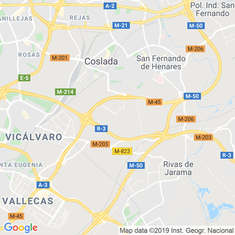 Código Postal calle Rivas Y Mejorada Del Campo, A, carretera en Madrid