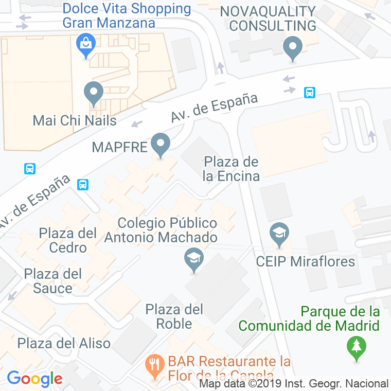 Código Postal calle Encina, plaza en Alcobendas y La Moraleja