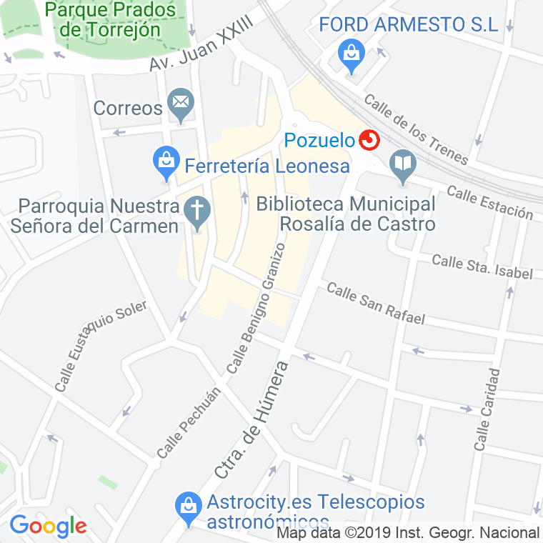 Código Postal calle Benigno Granizo en Pozuelo de Alarcón