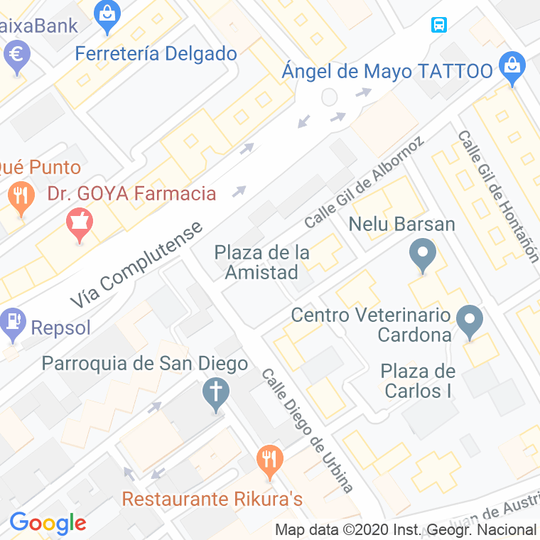 Código Postal calle Amistad, plaza en Alcalá de Henares