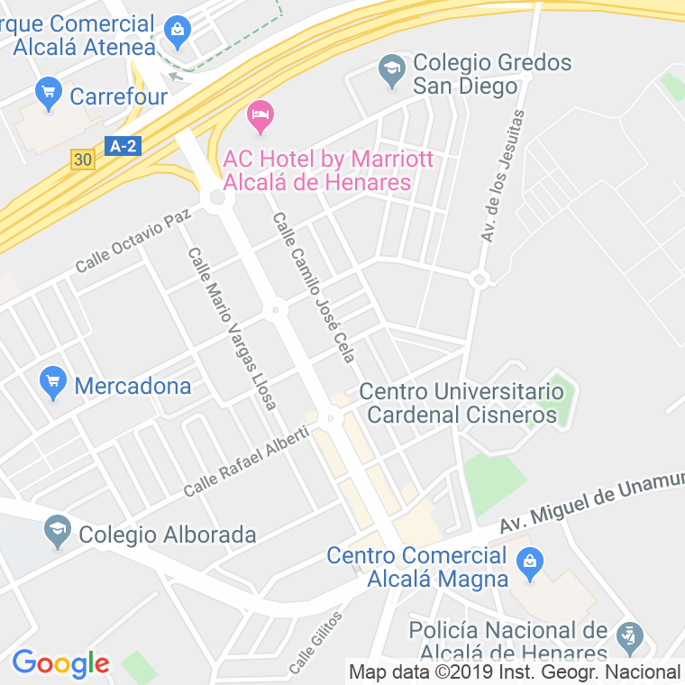 Código Postal calle Camilo Jose Cela en Alcalá de Henares