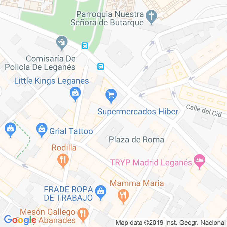 Código Postal calle Roma, plaza en Leganés