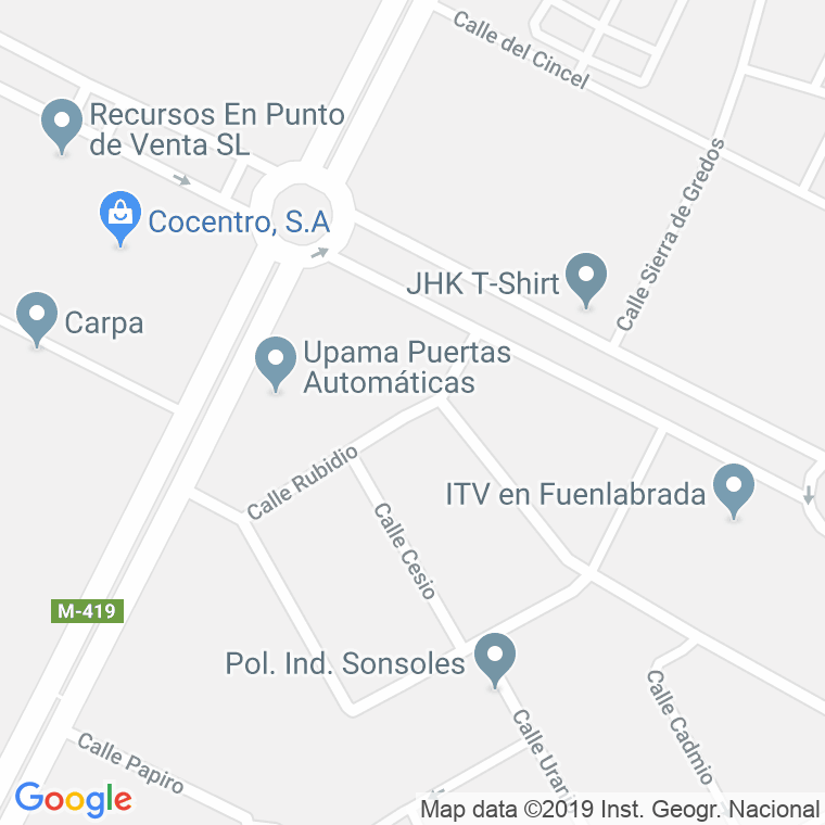 Código Postal calle Rubidio en Fuenlabrada