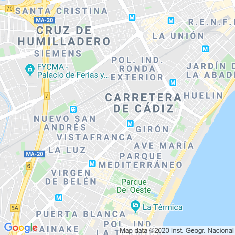 Código Postal calle Erilla en Málaga